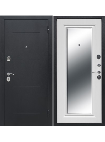 Дверь Гарда Серебро Зеркало фацет Белый ясень 7,5 см