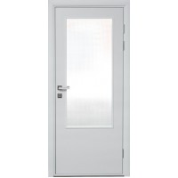 Дверь пластиковая VP-1 Со стеклом гладкая белая влагостойкая