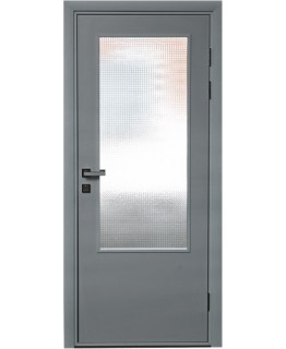 Дверь пластиковая VP-1 Со стеклом Серая влагостойкая