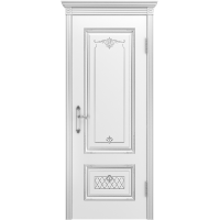 Дверь Аккорд Белая эмаль В3 ПГ Серебряная патина