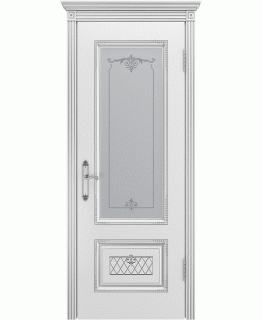 Дверь Аккорд Белая эмаль В3 ПО Серебряная патина