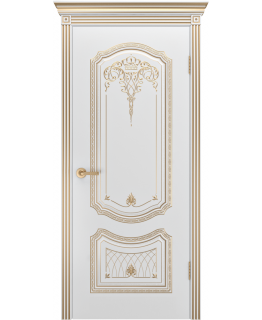 Дверь Соло Корона Белая эмаль В3 ПГ патина золото