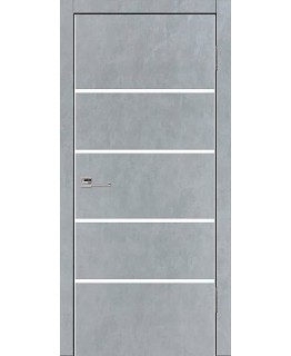 Дверь VS-4 Line Бетон серый со стеклом с алюминиевой кромкой