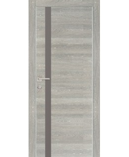 Дверь PX-8  AL кромка с 2-х ст. Дуб грей патина со стеклом