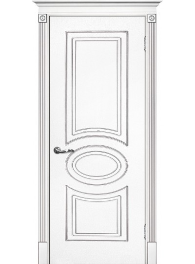 Дверь Смальта 03 Белый ral 9003  патина серебро