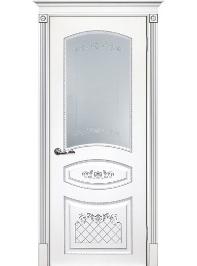 Дверь Смальта 05 Белый ral 9003  патина серебро