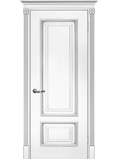 Дверь Смальта 08 Белый ral 9003  патина серебро