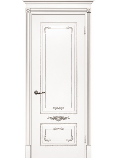 Дверь Смальта 09 Белый ral 9003  патина серебро