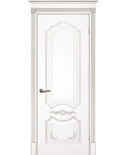 Дверь Смальта 10 Белый ral 9003  патина серебро