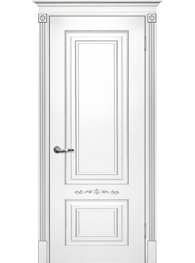Дверь Смальта 04 Белый ral 9003  патина серебро