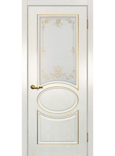 Дверь Сиена-1 патина Белый  золото