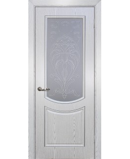Дверь Сиена-3 патина белый серебро контур патина серебро со стеклом