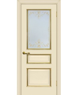 Дверь Мурано-2 магнолия, патина золото со стеклом