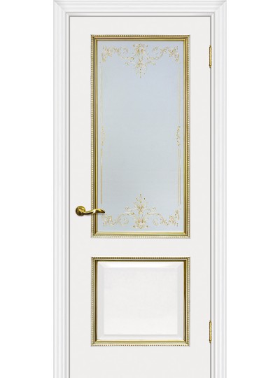 Дверь Мурано-1 белый, патина золото