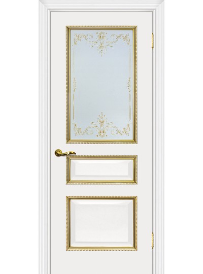 Дверь Мурано-2 белый, патина золото