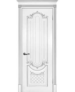 Дверь Смальта 13 Белый ral 9003  патина серебро
