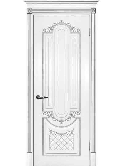 Дверь Смальта 13 Белый ral 9003  патина серебро