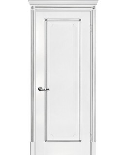 Дверь Флоренция-1 белый, патина серебро