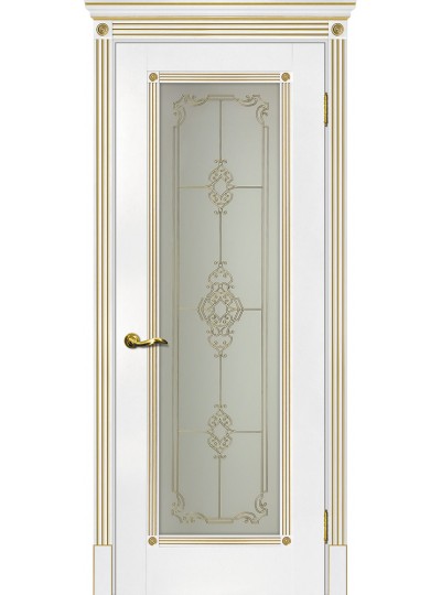 Дверь Флоренция-1 белый, патина золото