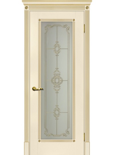 Дверь Флоренция-1 магнолия, патина золото