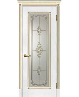 Дверь Флоренция-1 пломбир, патина золото со стеклом