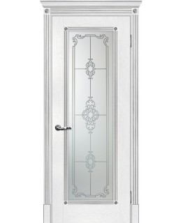 Дверь Флоренция-1 пломбир, патина серебро со стеклом