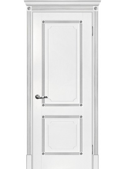 Дверь Флоренция-2 белый, патина серебро