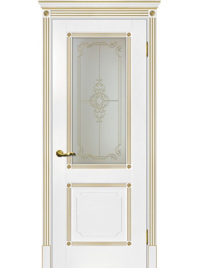 Дверь Флоренция-2 белый, патина золото