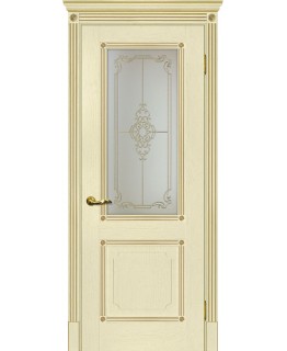 Дверь Флоренция-2 ваниль, патина золото со стеклом