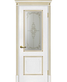 Дверь Флоренция-2 пломбир, патина золото со стеклом