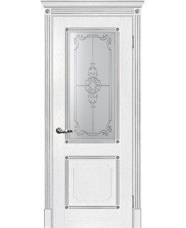 Дверь Флоренция-2 пломбир, патина серебро со стеклом