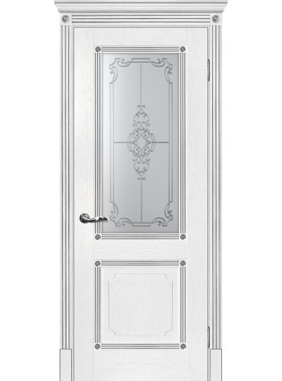 Дверь Флоренция-2 пломбир, патина серебро