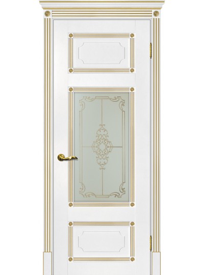 Дверь Флоренция-3 белый, патина золото