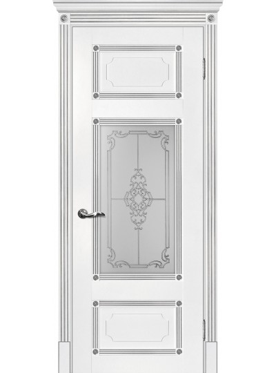Дверь Флоренция-3 белый, патина серебро