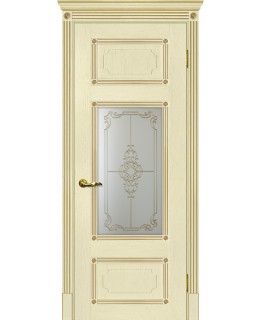 Дверь Флоренция-3 ваниль, патина золото со стеклом