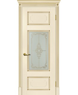 Дверь Флоренция-3 магнолия, патина золото со стеклом