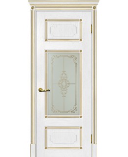 Дверь Флоренция-3 пломбир, патина золото со стеклом