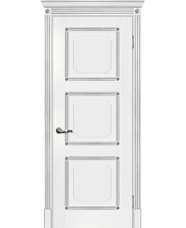 Дверь Флоренция-4 белый, патина серебро