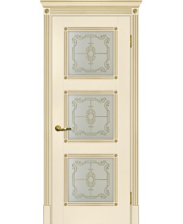 Дверь Флоренция-4 магнолия, патина золото со стеклом