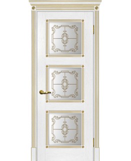 Дверь Флоренция-4 пломбир, патина золото со стеклом