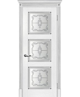 Дверь Флоренция-4 пломбир, патина серебро со стеклом