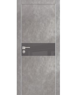 Дверь PX-3  AL кромка с 2-х ст. Серый бетон со стеклом