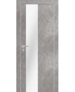 Дверь PX-6  AL кромка с 2-х ст. Серый бетон со стеклом
