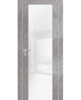 Дверь PX-7 AL кромка с 2-х ст. Серый бетон со стеклом