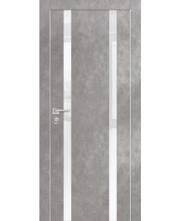 Дверь PX-9  AL кромка с 2-х ст. Серый бетон со стеклом