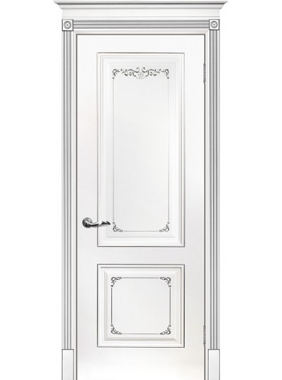 Дверь Смальта 14 Белый ral 9003  патина серебро