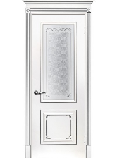Дверь Смальта 14 Белый ral 9003  патина серебро