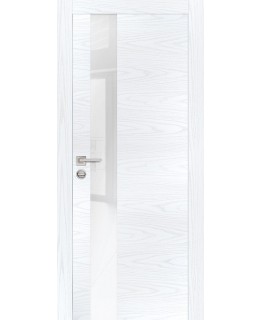 Дверь PX-10  AL кромка с 2-х ст. Дуб скай белый со стеклом