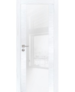 Дверь PX-7 AL кромка с 2-х ст. Дуб скай белый со стеклом