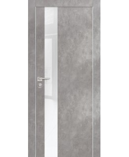 Дверь PX-10  AL кромка с 2-х ст. Серый бетон со стеклом